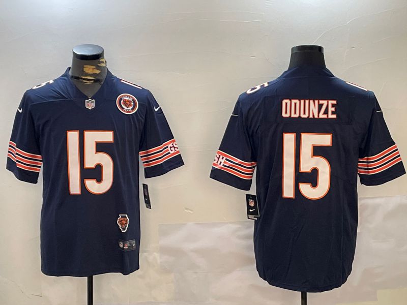 Men Chicago Bears #15 Odunze Blue 2024 Nike Limited NFL Jersey style 2